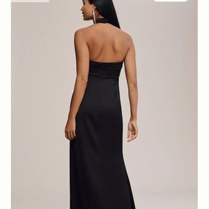 BHLDN Ruby Twist Halter Satin Gown - worn once!